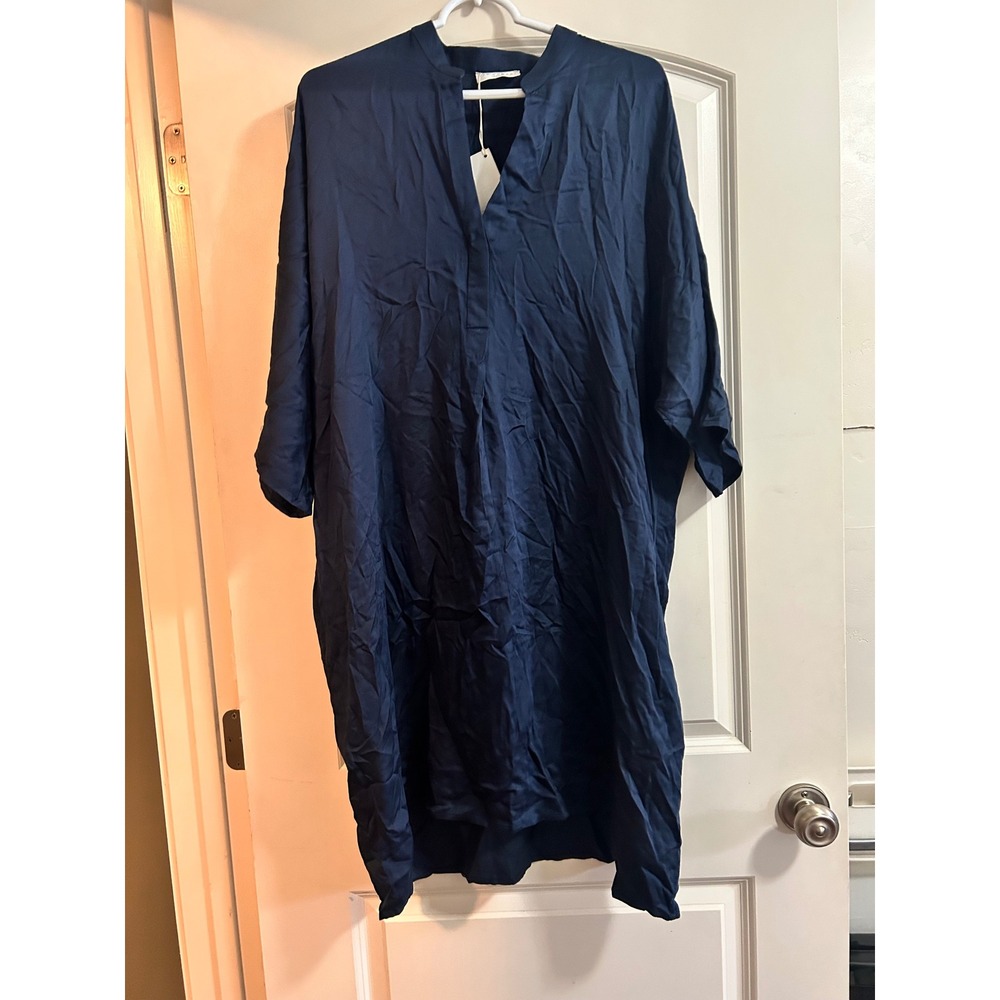 Neu Nomads Kerala Dress‎ Midnight Navy Blue Tencel Modal Oversized Kaftan Large